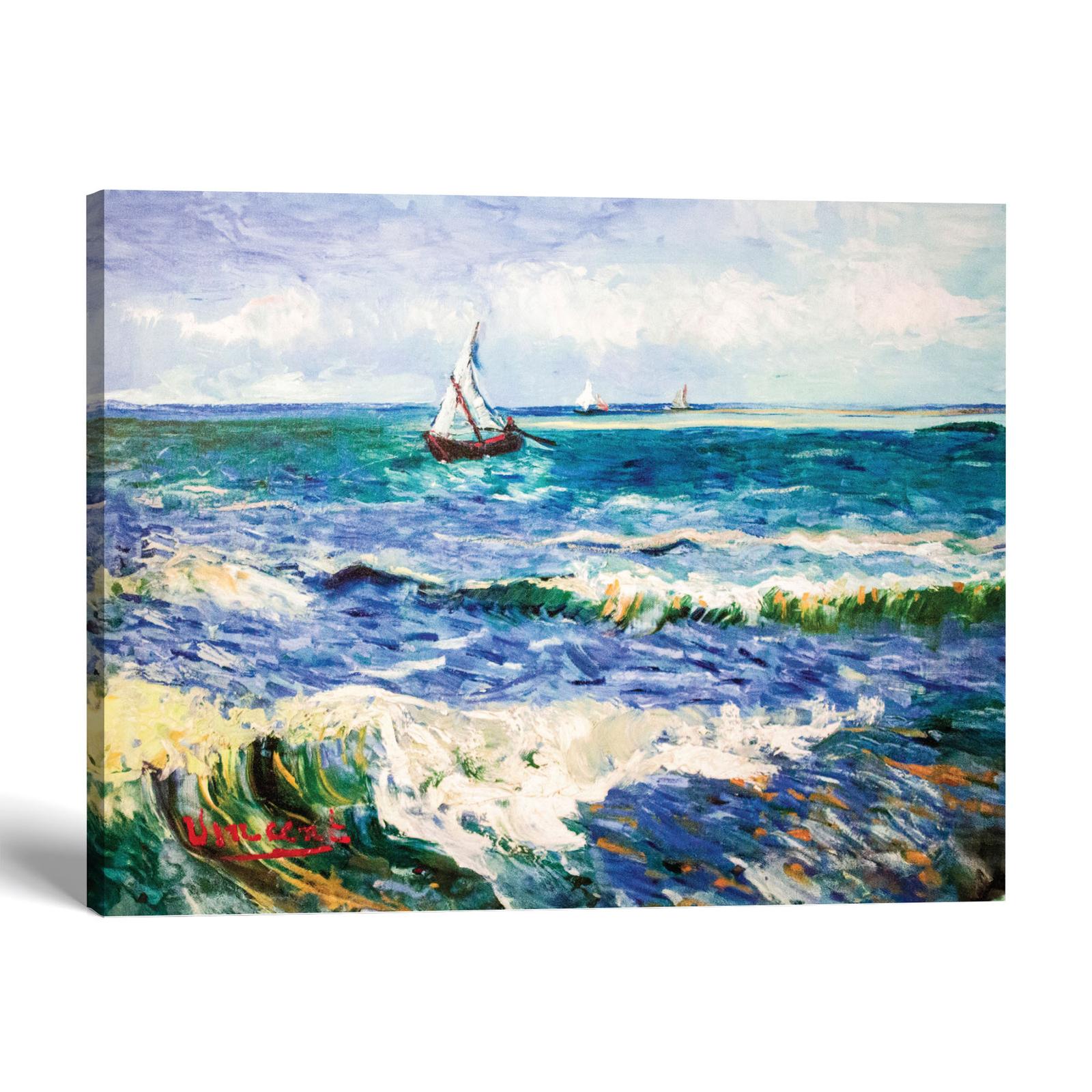 Seascape at Saintes-Maries canvas print - Van Gogh coastal wall art by Crossroads Home Decor
