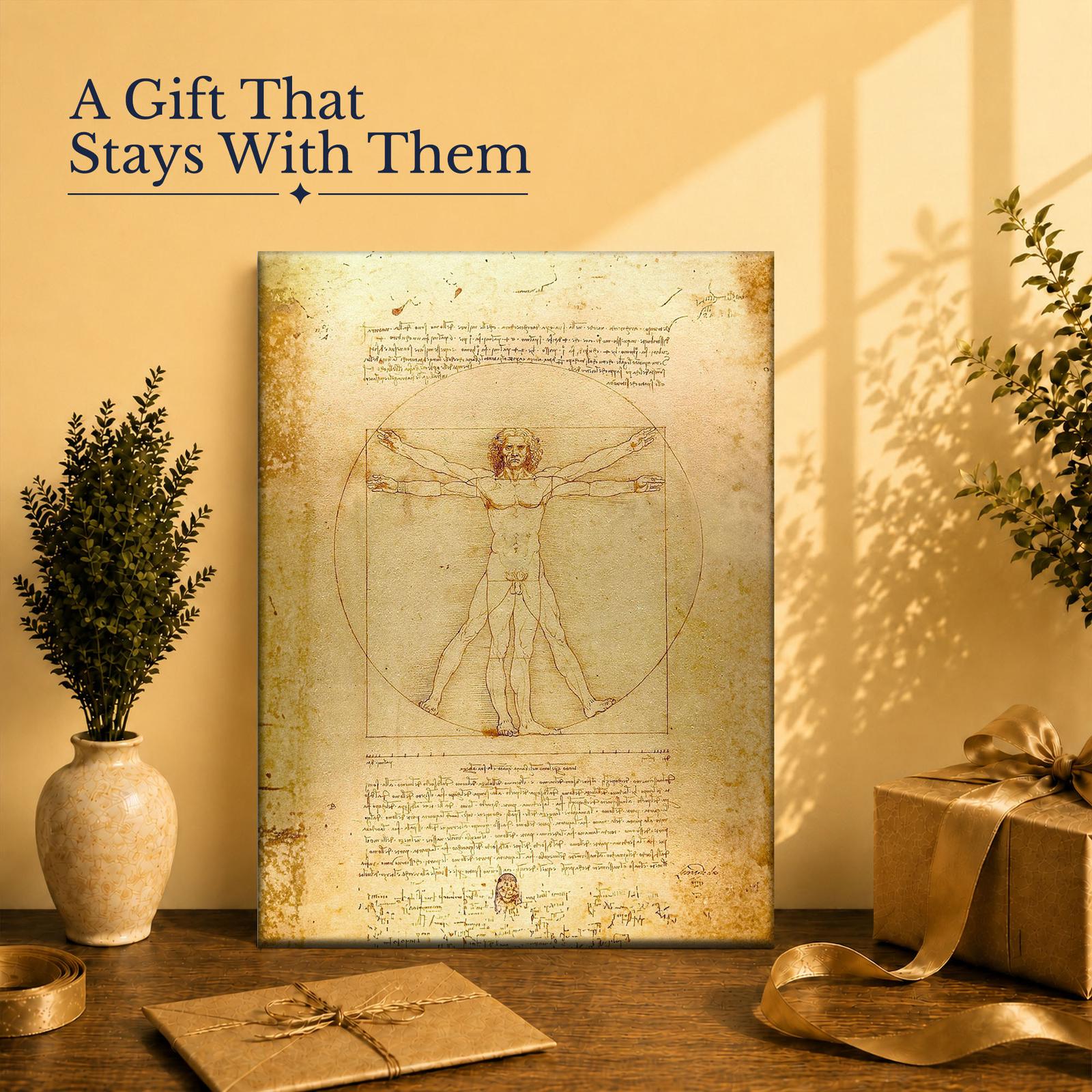 Vitruvian Man canvas print gift for da Vinci and Renaissance art lovers