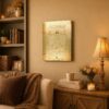 Vitruvian Man canvas wall art displayed in a home office and study