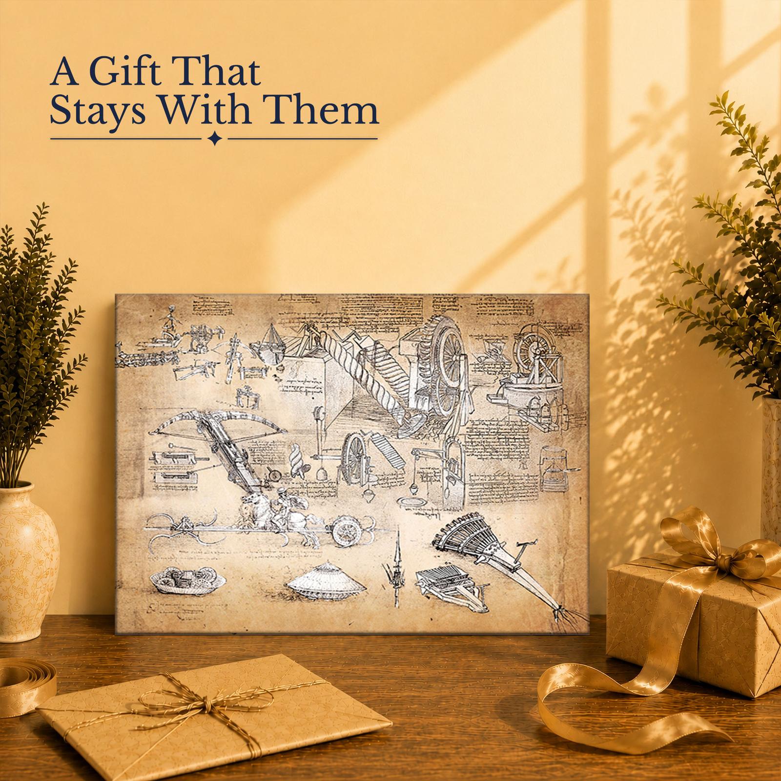 Leonardo da Vinci gift - canvas print for engineers and inventors