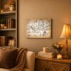 Leonardo da Vinci canvas wall art displayed in a home office