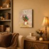 Vase of Flowers Odilon Redon canvas wall art displayed in a bedroom