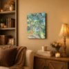 Sous-Bois Under the Trees canvas wall art displayed in a living room and study