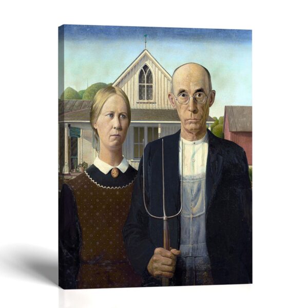 American Gothic canvas print - Grant Wood 1930 painting - Crossroads Home Decor