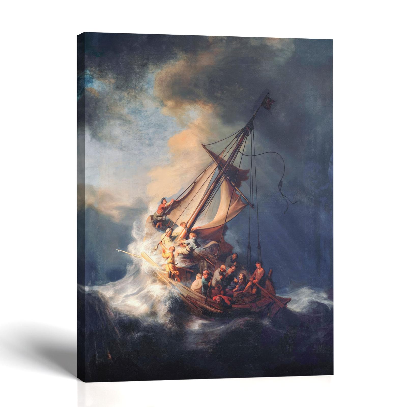 Storm on the Sea of Galilee canvas print - Rembrandt Christian wall art by Crossroads Home Decor