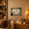 School of Athens canvas wall art displayed in a home office