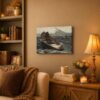 The Fog Warning canvas wall art displayed in a den