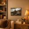 C2472C-3-11x14-1 Huntsman and Dogs canvas wall art displayed in a den and lodge