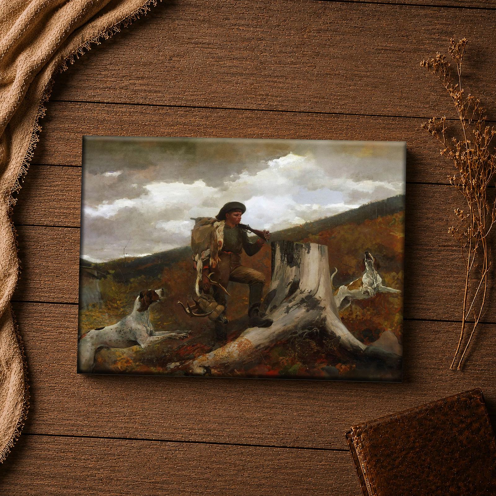 C2472C-4-11x14-1 Huntsman and Dogs canvas print - Winslow Homer rustic inspirational wall art