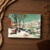 Hunters in the Snow canvas print - Bruegel winter landscape detail