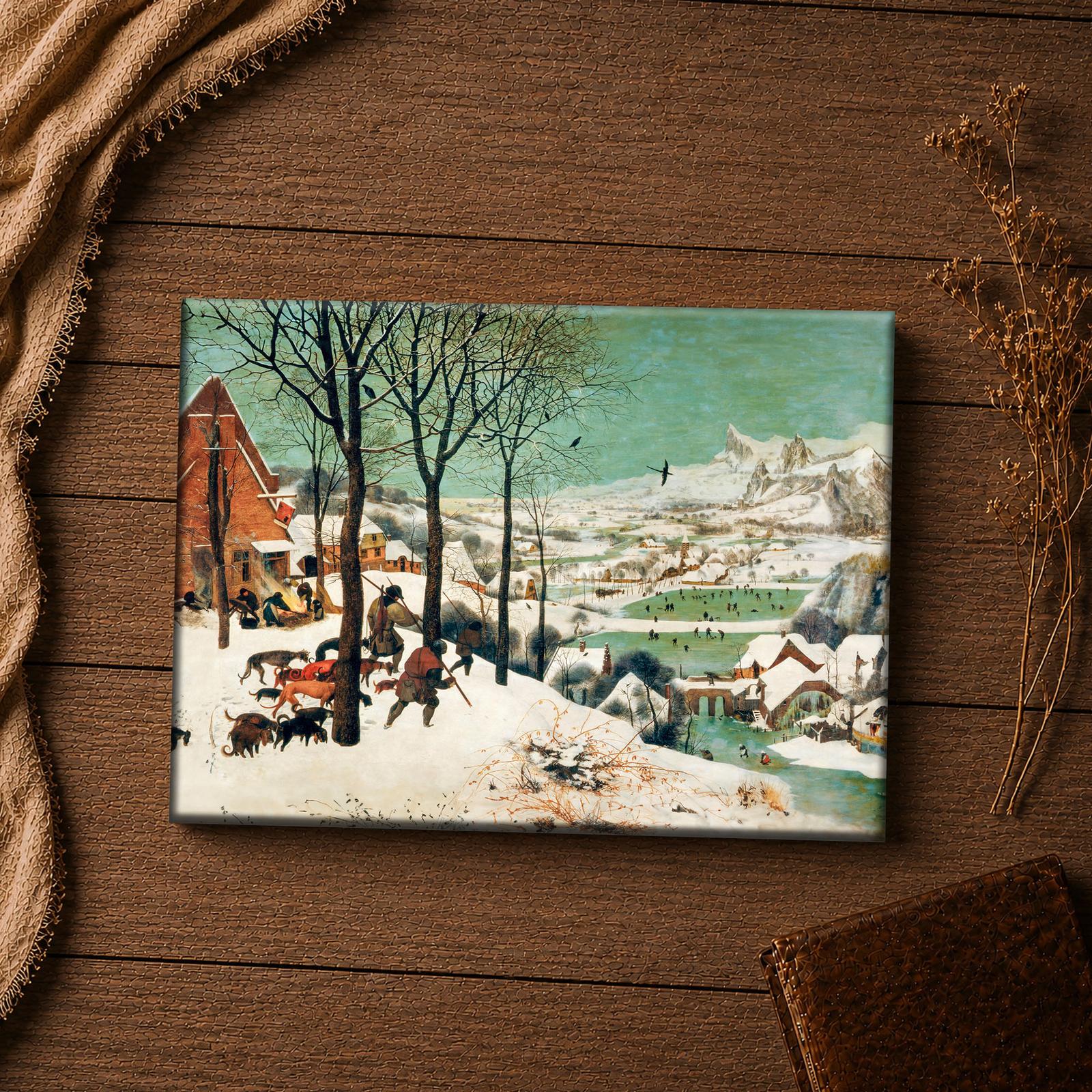Hunters in the Snow canvas print - Bruegel winter landscape detail