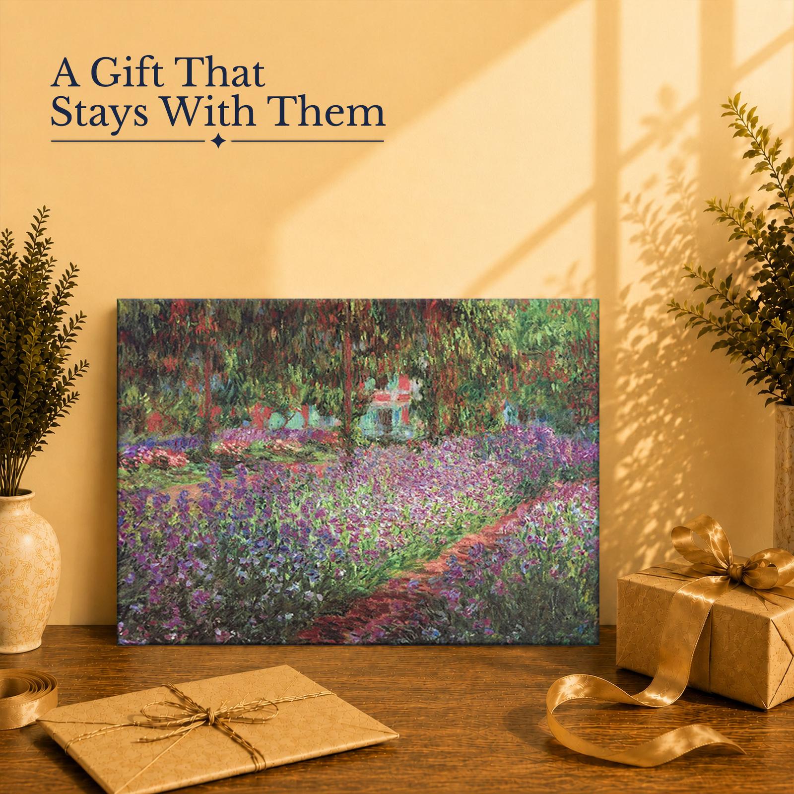 Irises in Monet's Garden canvas print gift for Monet and garden lovers
