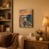 The Scream canvas wall art displayed in a living room