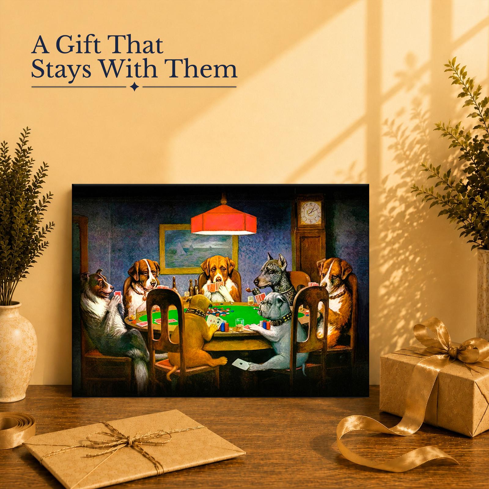 Dogs Playing Poker canvas print gift for poker fans and dog lovers