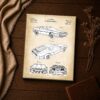 1986 DeLorean patent canvas print - vintage automobile blueprint wall art