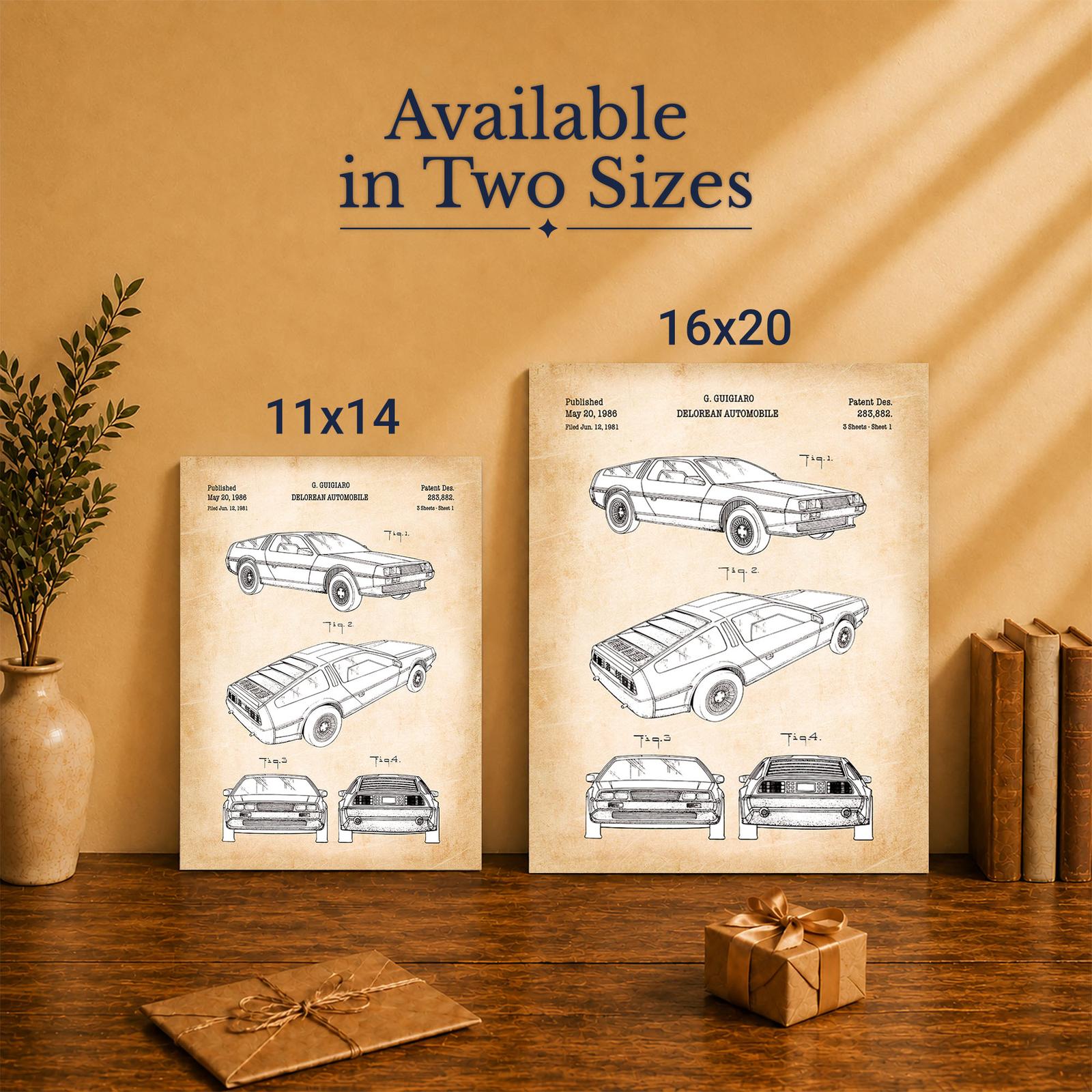 DeLorean patent canvas art - Made in USA family-owned wall decor