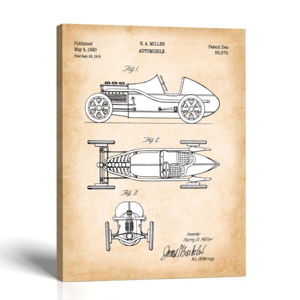 Harry Miller race car patent canvas print - 1920 design by Crossroads Home Decor