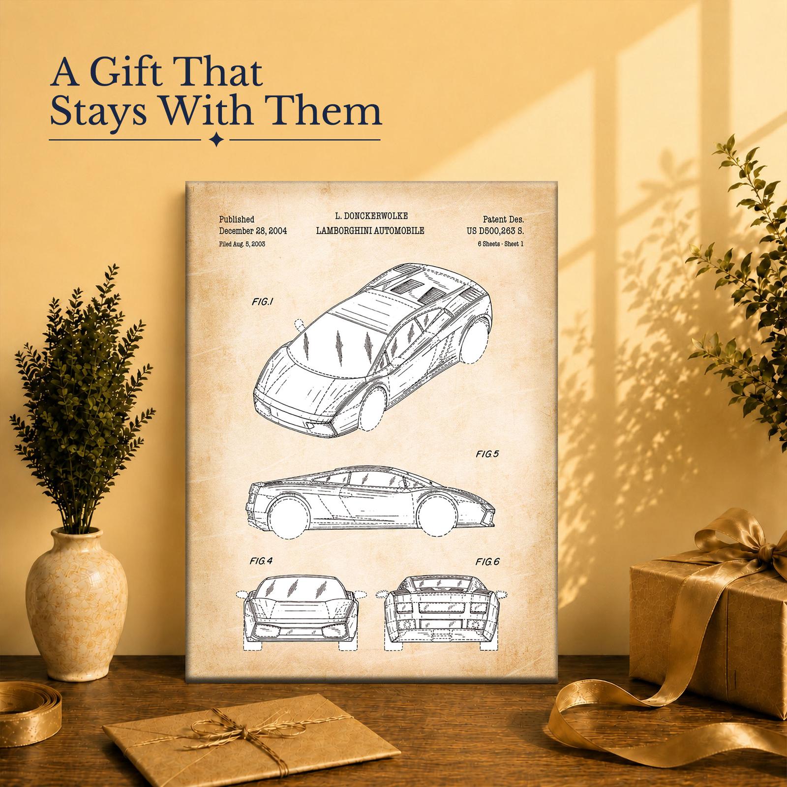 Lamborghini sports car wall art gift for a car enthusiast