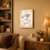 Antique car patent canvas wall art displayed in a garage