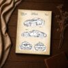 1990 sports car body patent canvas print - vintage coupe blueprint wall art