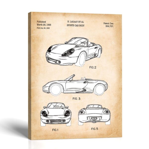 Convertible sports car patent canvas print - 1995 roadster design by Crossroads Home Decor