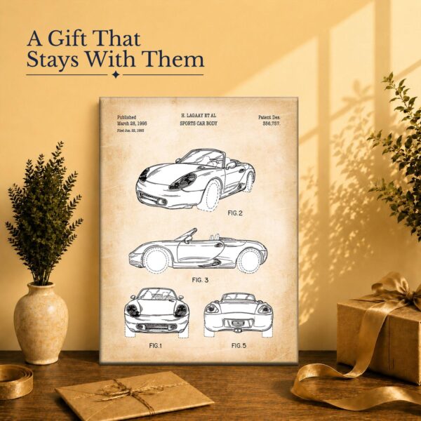 Mid engine roadster wall art for a car collector's garage or office