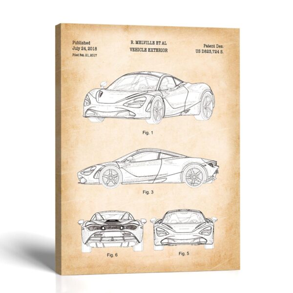 Supercar patent canvas print - 2018 design patent by Crossroads Home Decor