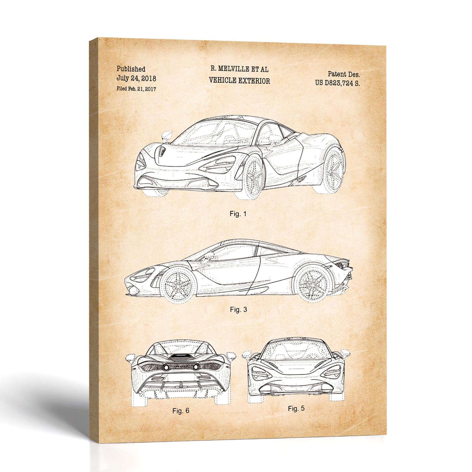 C2511C-1-11x14-1 Supercar patent canvas print - 2018 design patent by Crossroads Home Decor