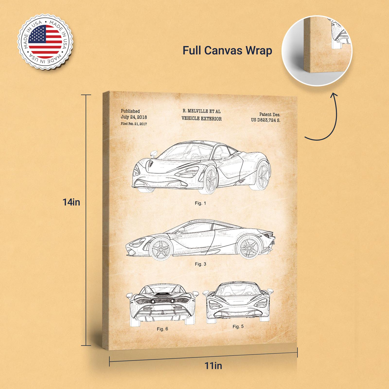 C2511C-8-11X14 Supercar patent canvas - gallery wrapped canvas edge detail