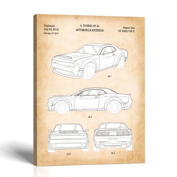 Muscle car patent canvas print - 2018 design patent by Crossroads Home Decor