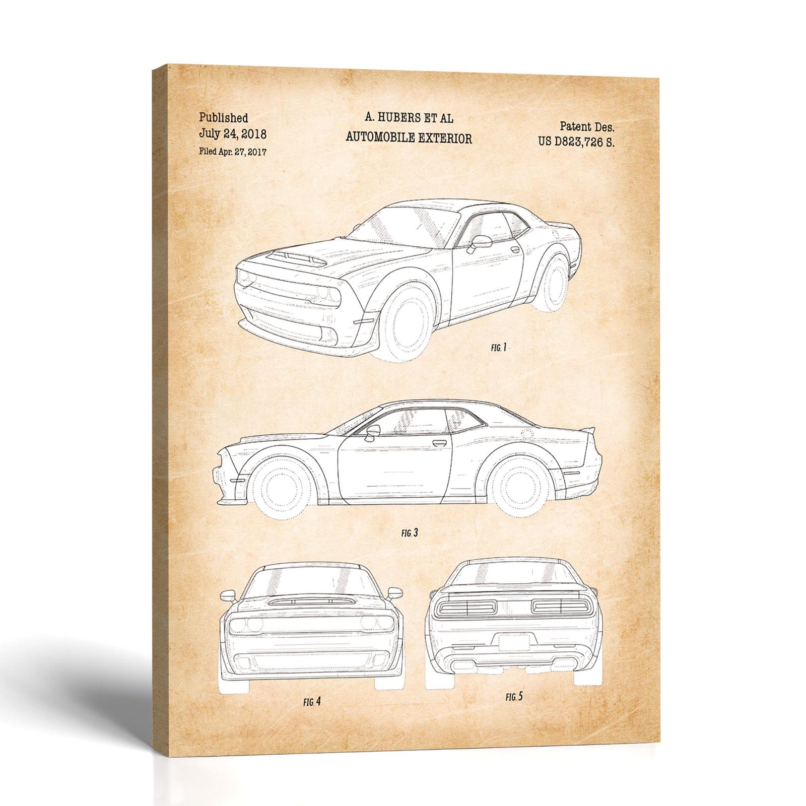 Muscle car patent canvas print - 2018 design patent by Crossroads Home Decor