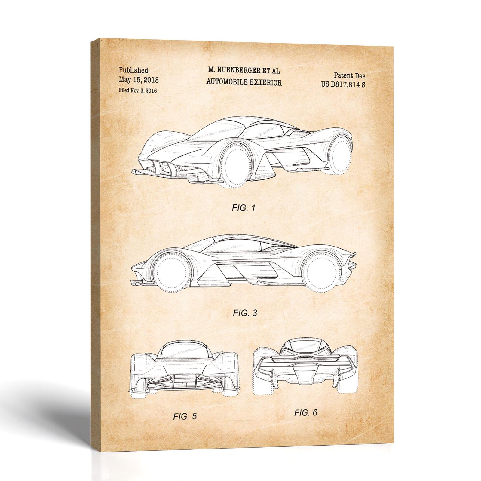 Hypercar patent canvas print - 2018 teardrop-canopy design by Crossroads Home Decor