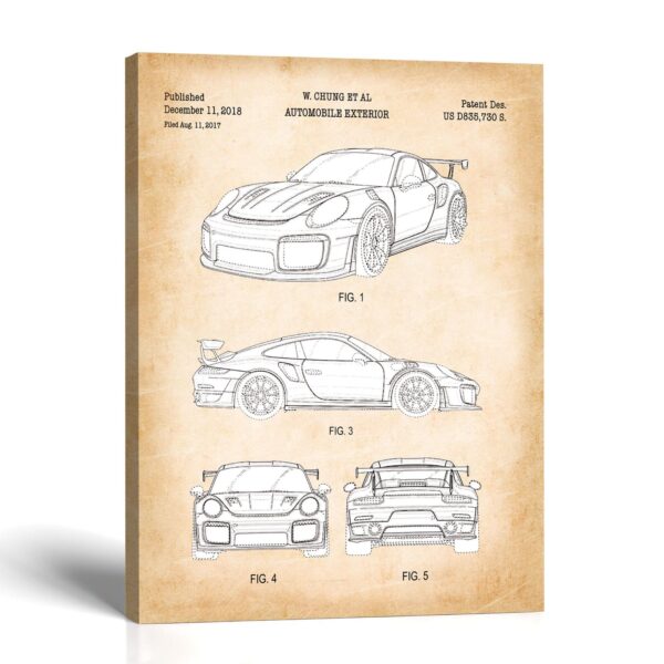 German sports car patent canvas print - 2018 rear wing design by Crossroads Home Decor