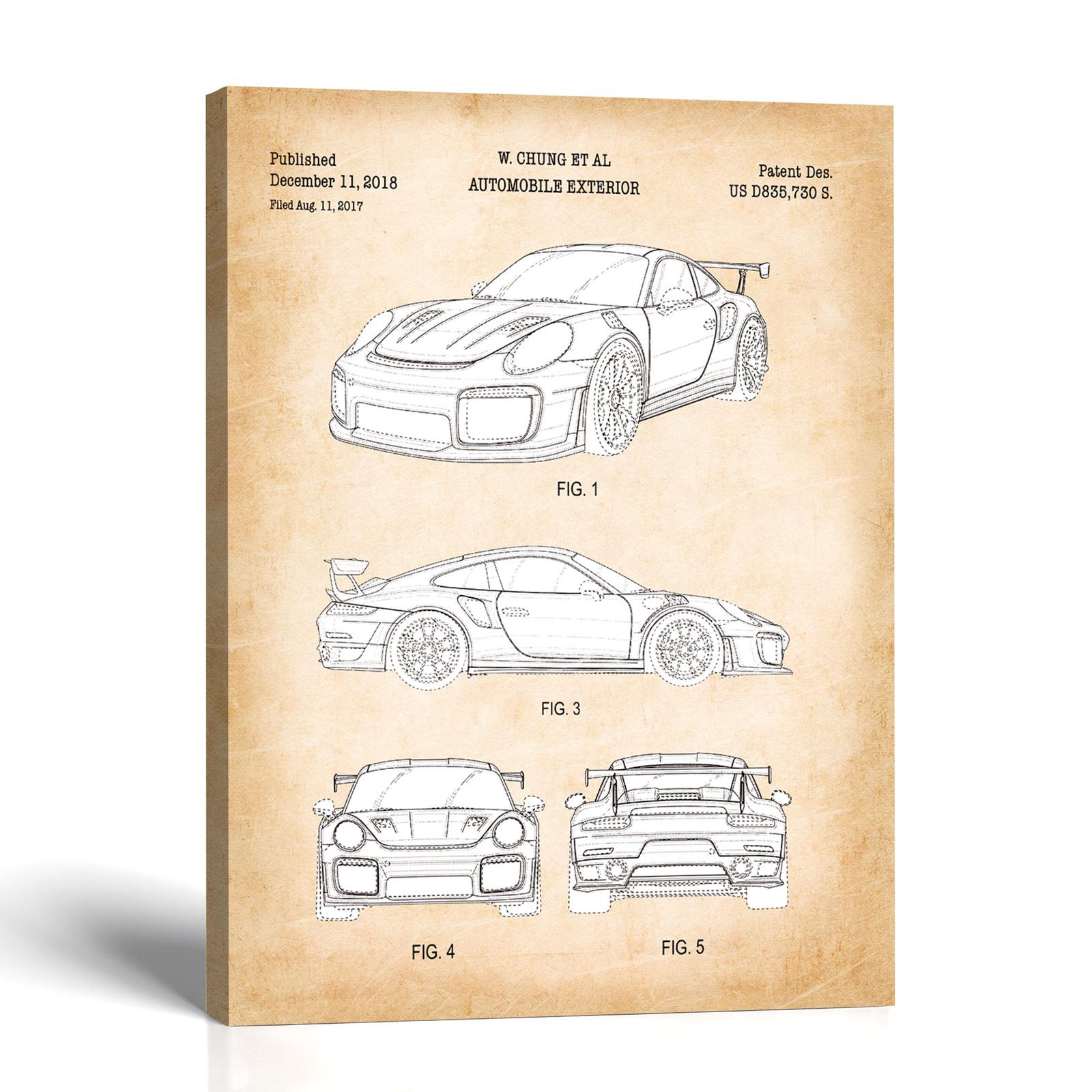 German sports car patent canvas print - 2018 rear wing design by Crossroads Home Decor