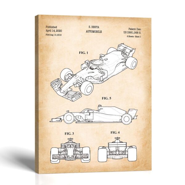Race car patent canvas print - open-wheel racer wall art by Crossroads Home Decor