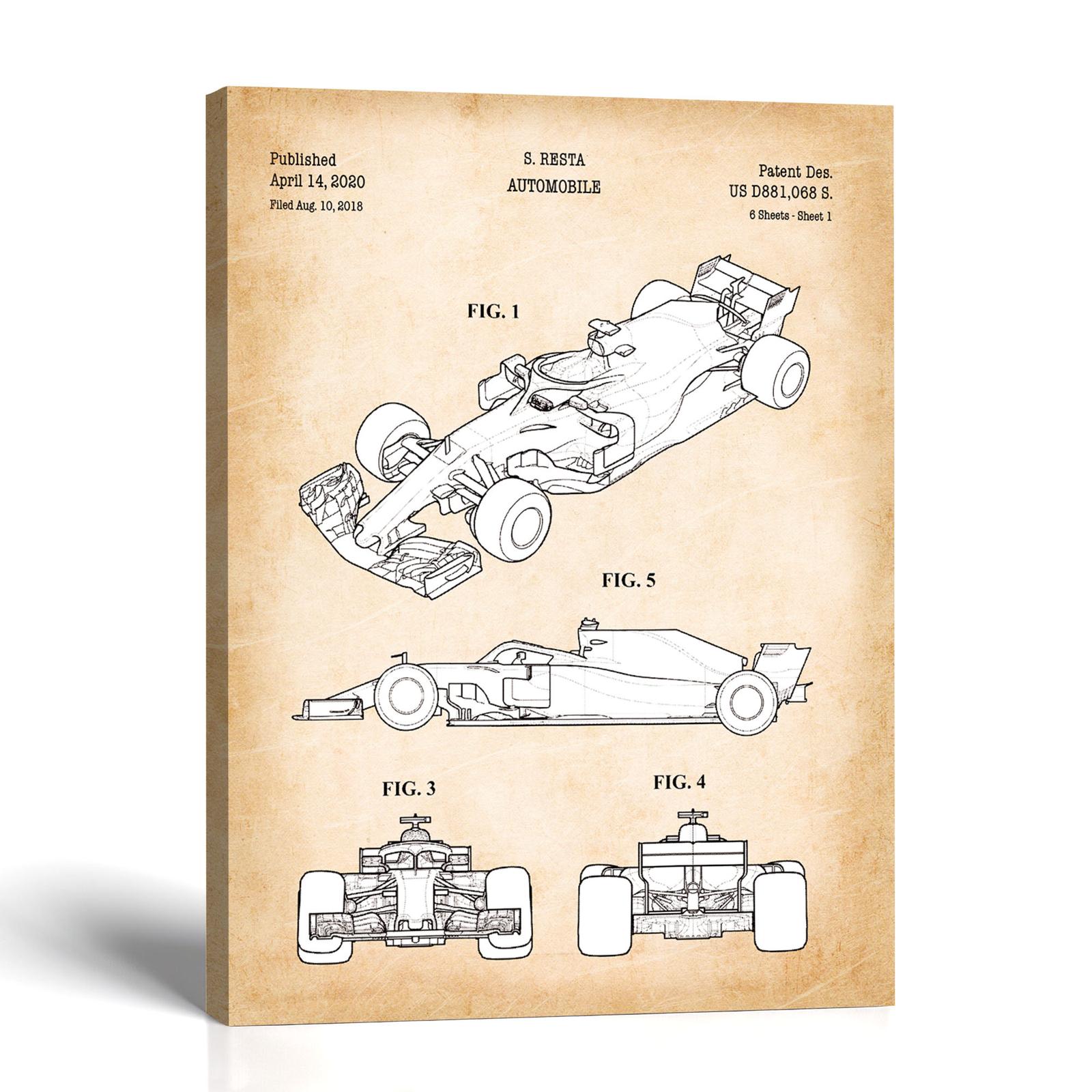Race car patent canvas print - open-wheel racer wall art by Crossroads Home Decor