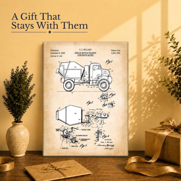 Cement mixer canvas print gift for a contractor or construction collector