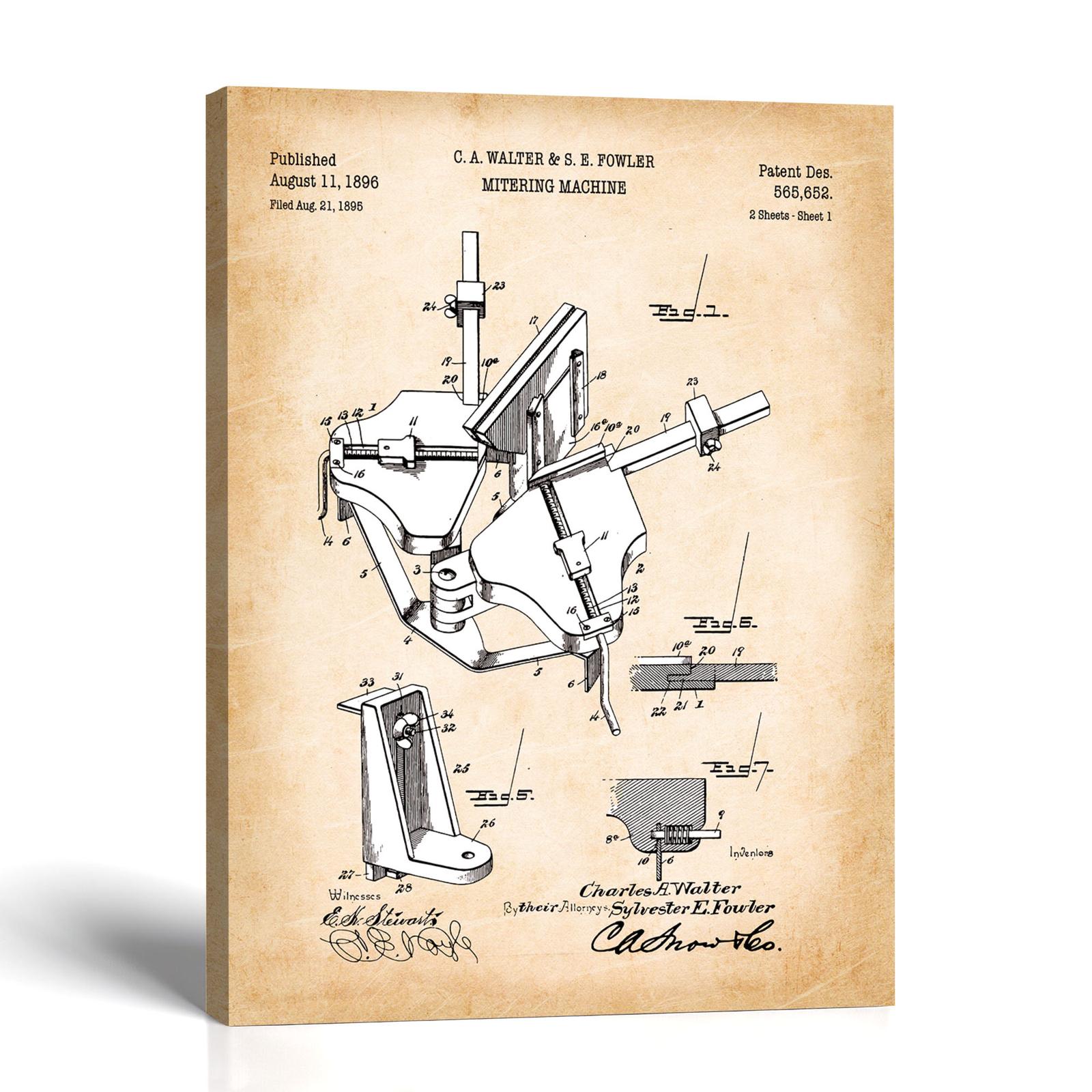 Woodworking patent canvas print by Crossroads Home Decor
