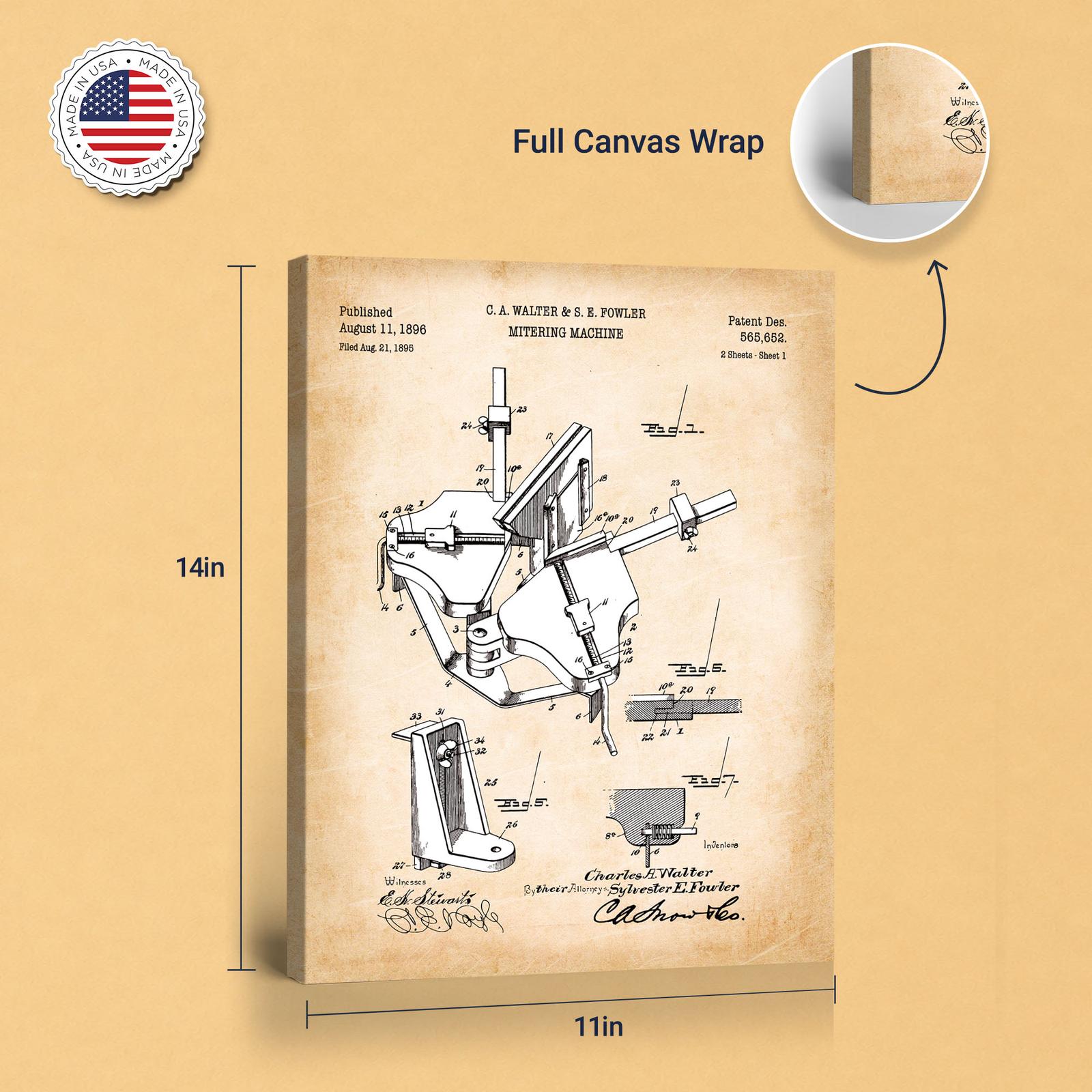 Woodworking patent art - gallery wrapped canvas edge detail