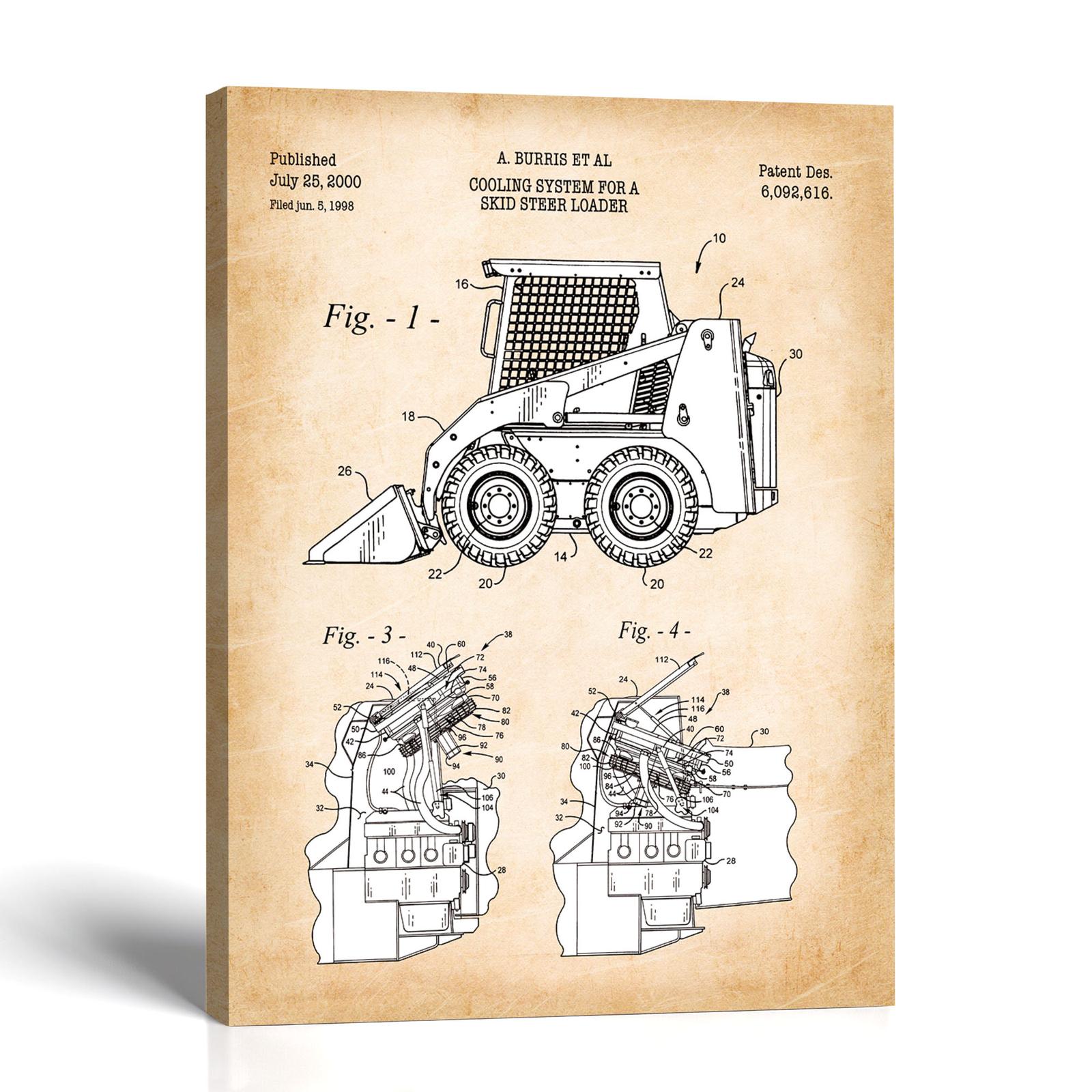 C2532C-1-11x14-1 Skid steer loader patent canvas print - 2000 patent drawing by Crossroads Home Decor