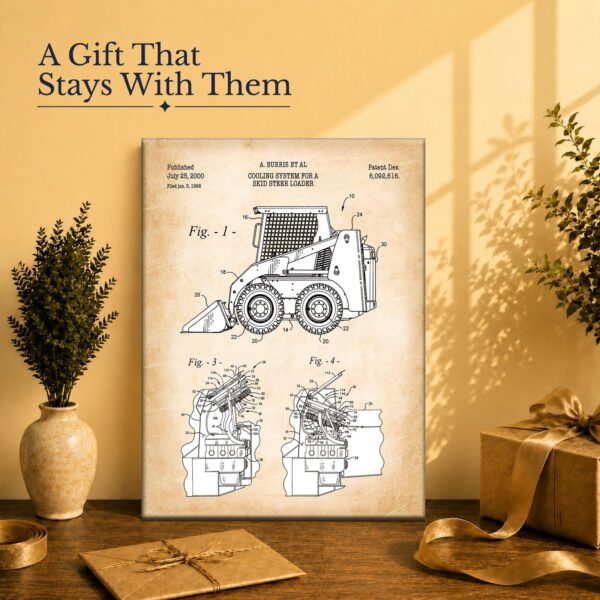 Skid steer canvas print gift for an equipment operator or collector
