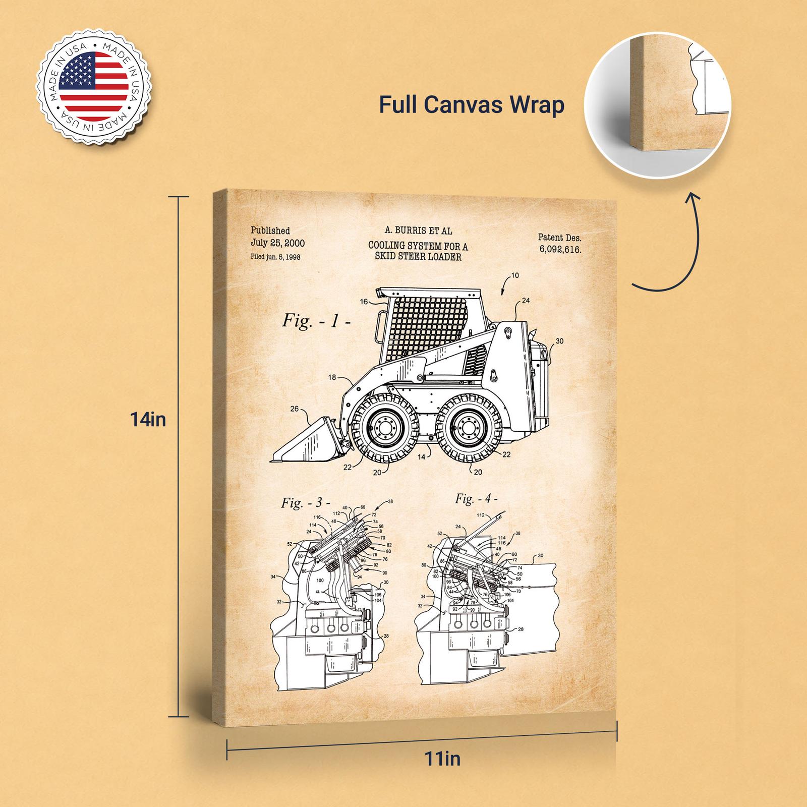 C2532C-8-11X14 Skid steer patent canvas print - gallery wrapped canvas edge detail