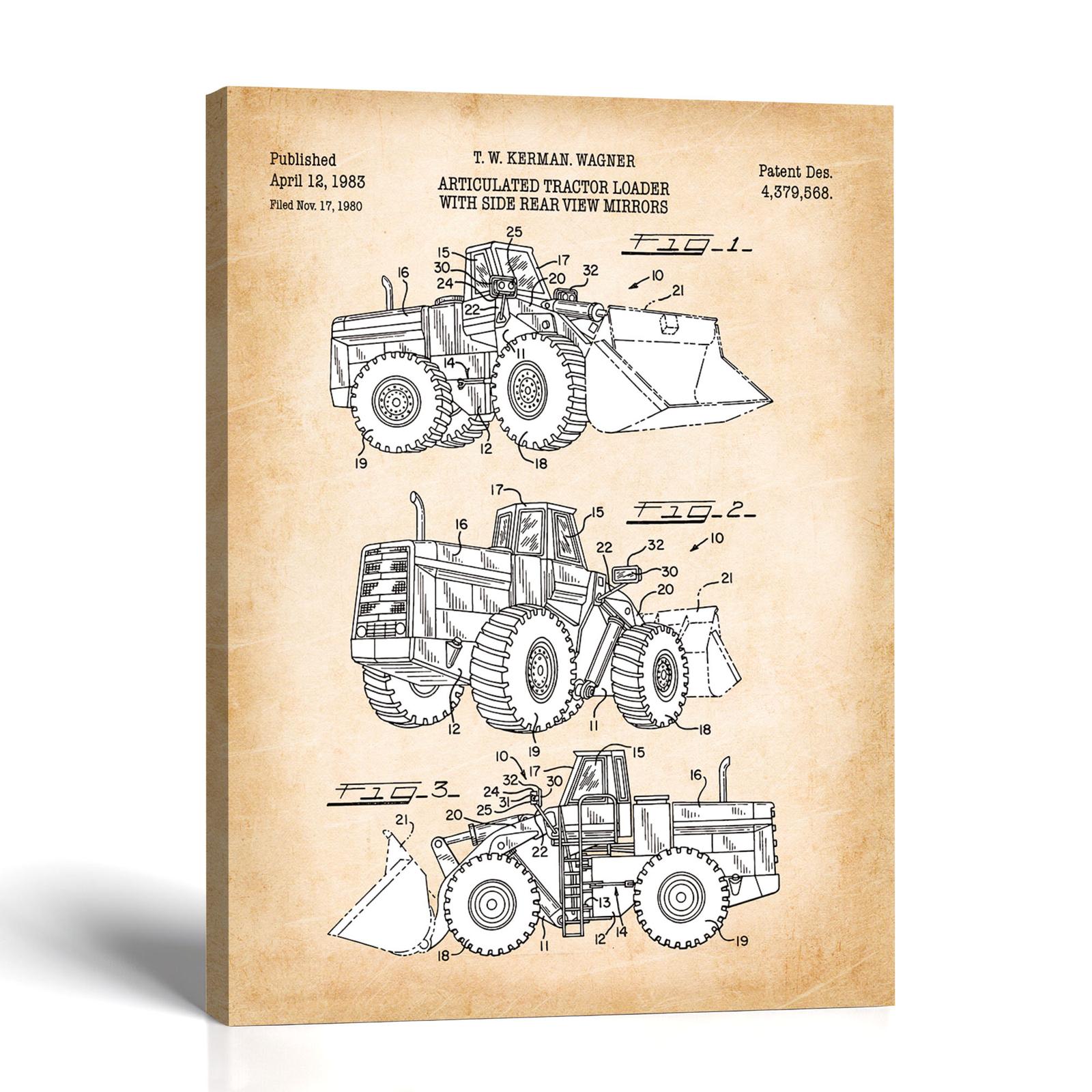 C2535C-1-11x14-1 Front end loader patent canvas print - 1983 patent drawing by Crossroads Home Decor