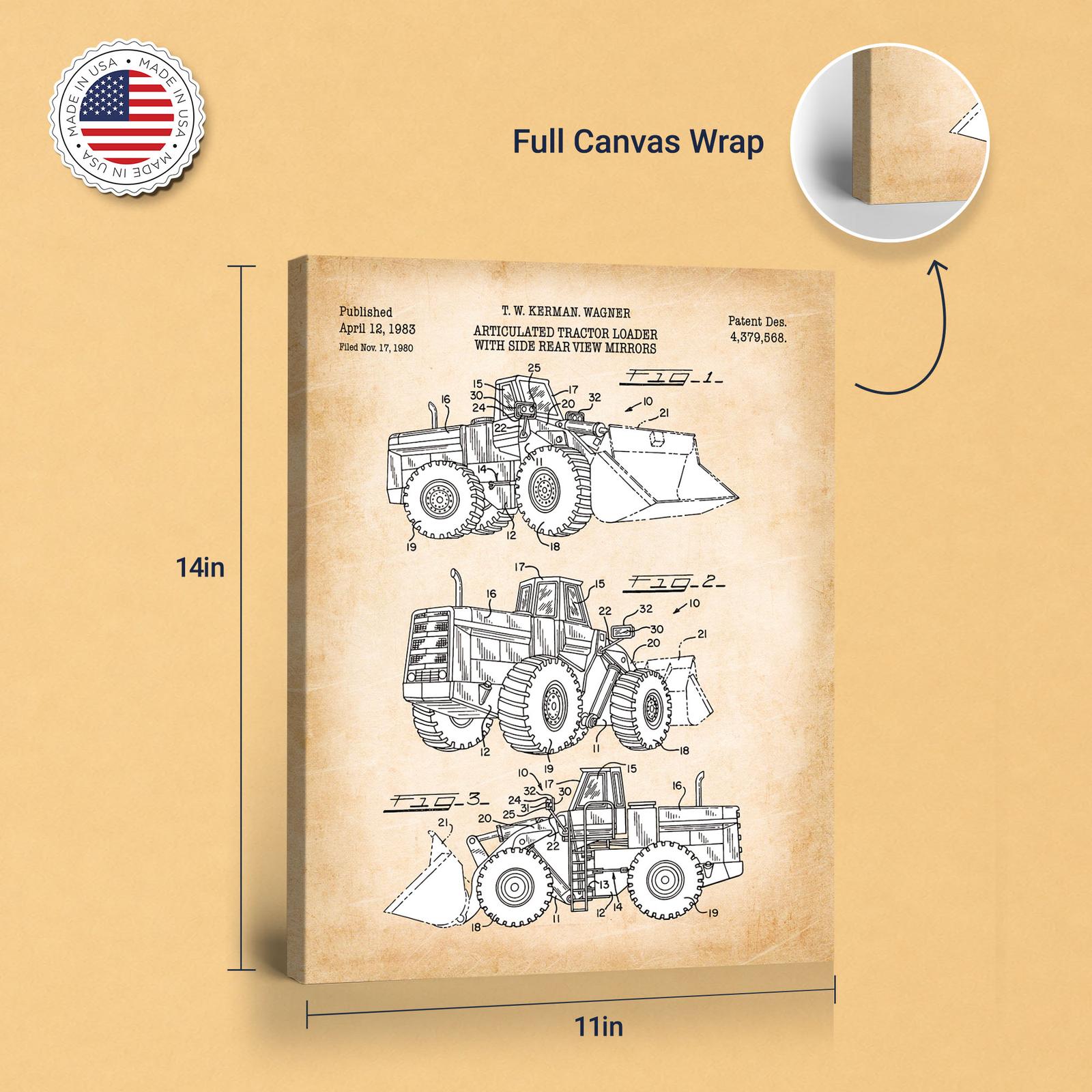 C2535C-8-11X14 Front end loader patent canvas print - gallery wrapped canvas edge detail