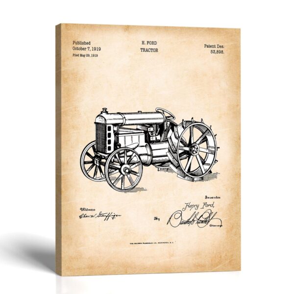Antique tractor patent canvas print - vintage farm wall art by Crossroads Home Decor
