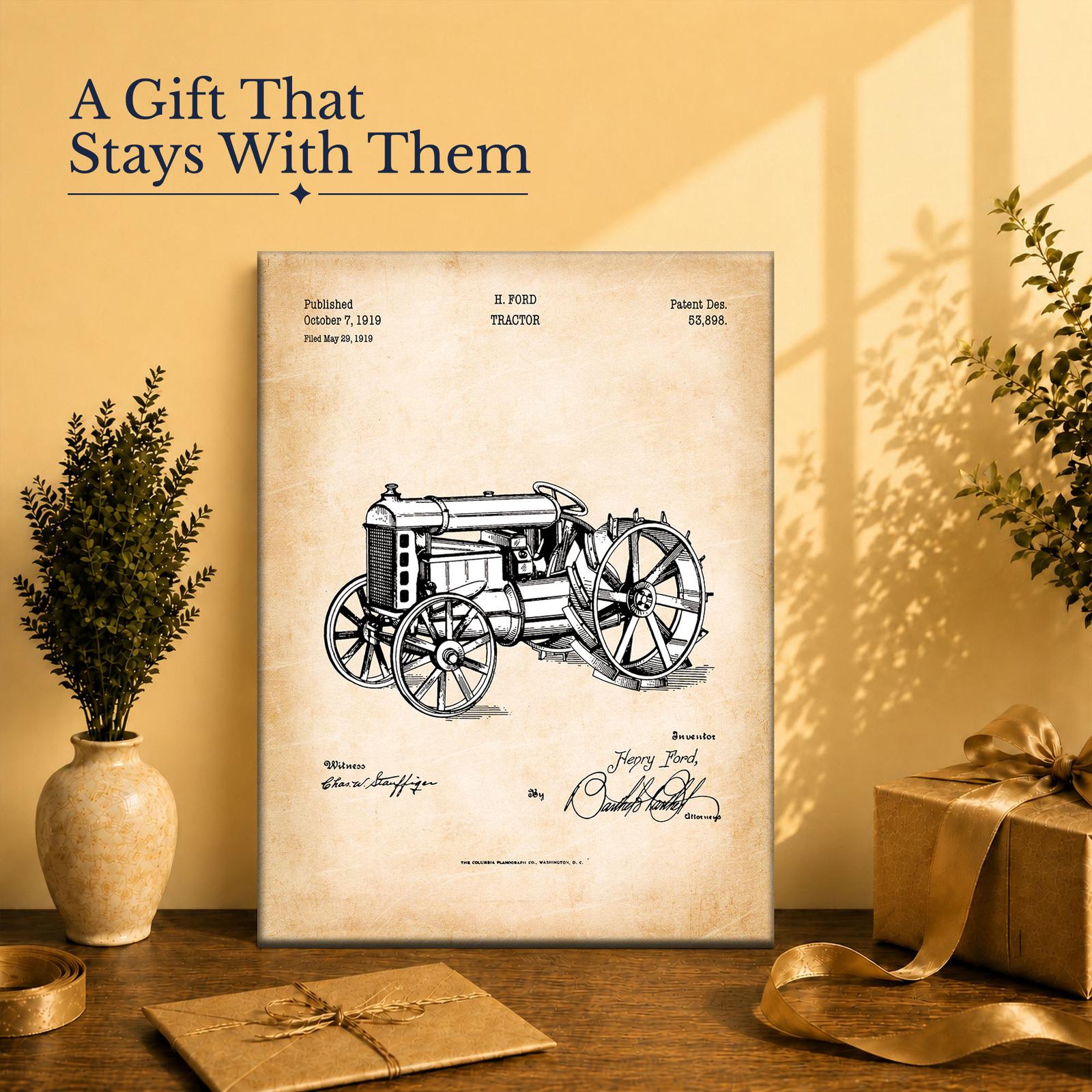 Antique tractor canvas print gift for a farmer or collector