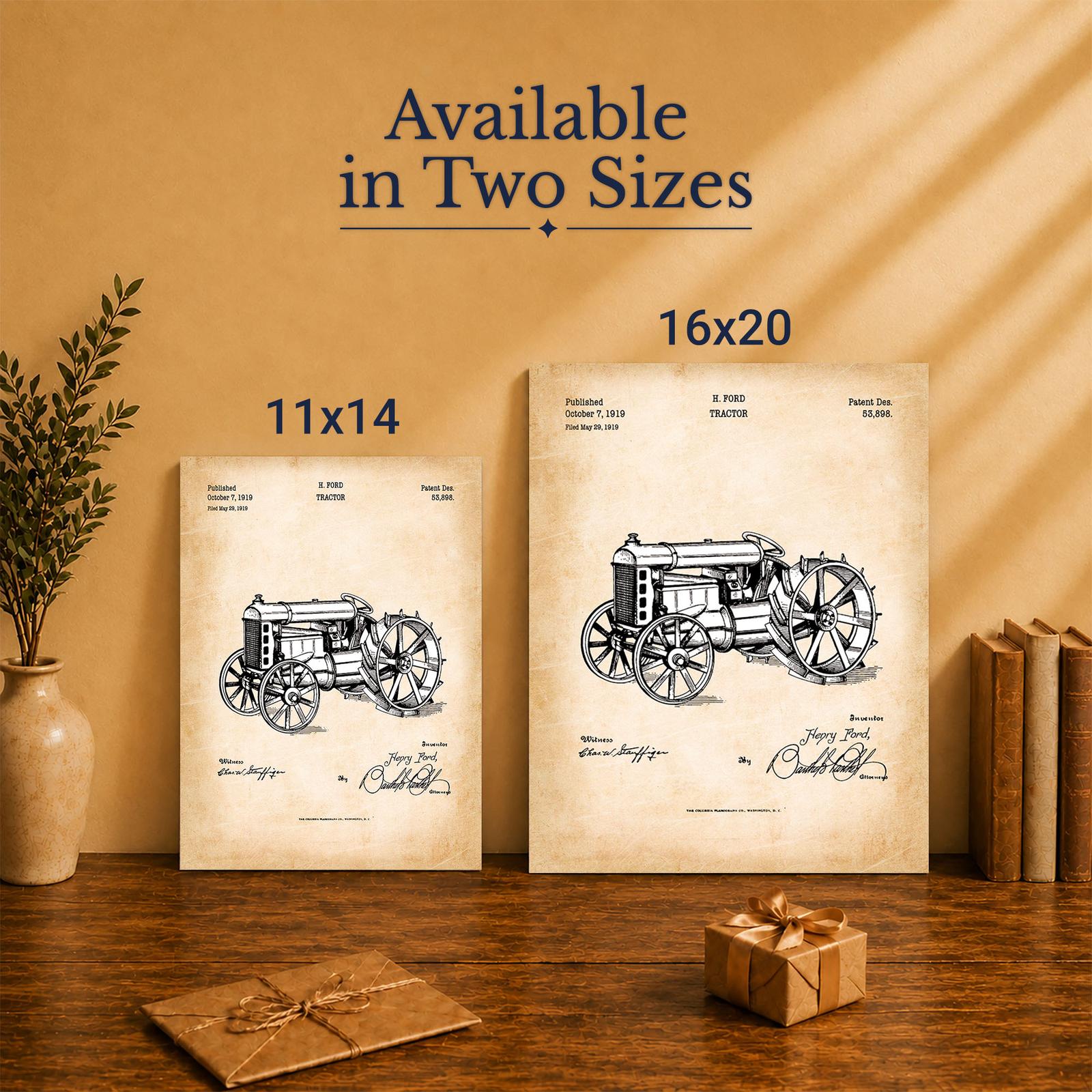 Antique tractor patent canvas print - Made in USA family-owned wall art