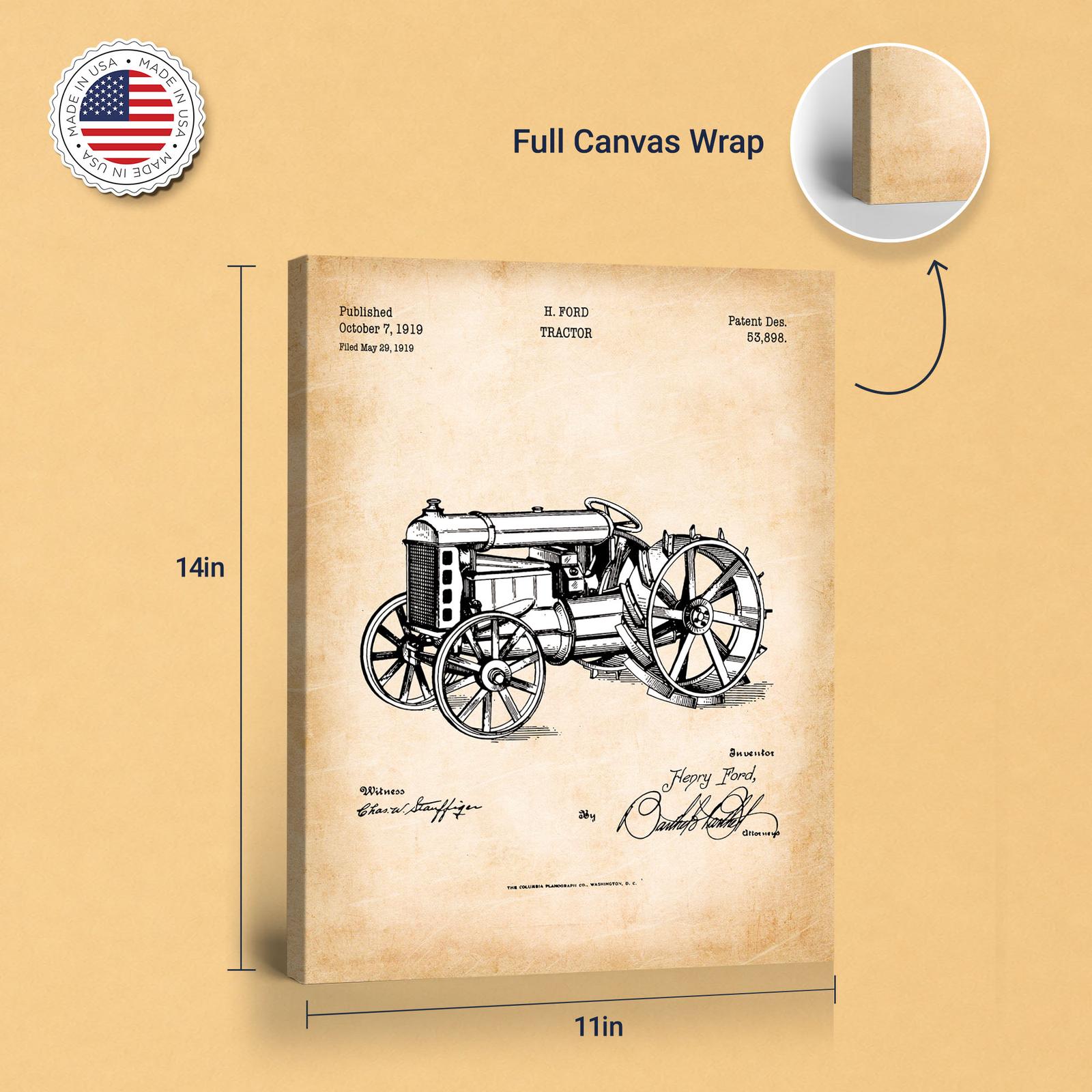 Antique tractor canvas print - gallery wrapped canvas edge detail