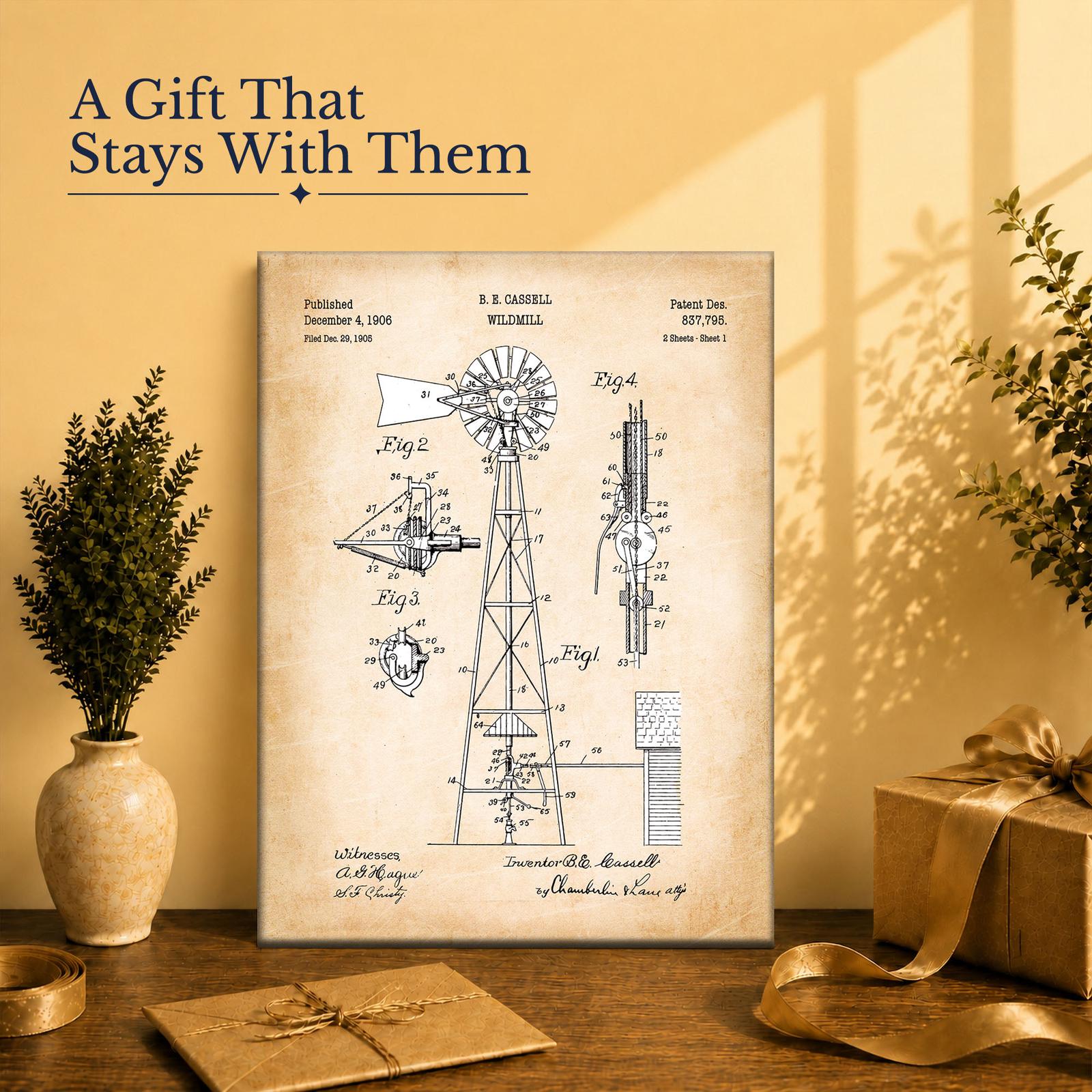 C2541C-2-11x14-1 Windmill canvas print gift for a farmhouse-decor lover
