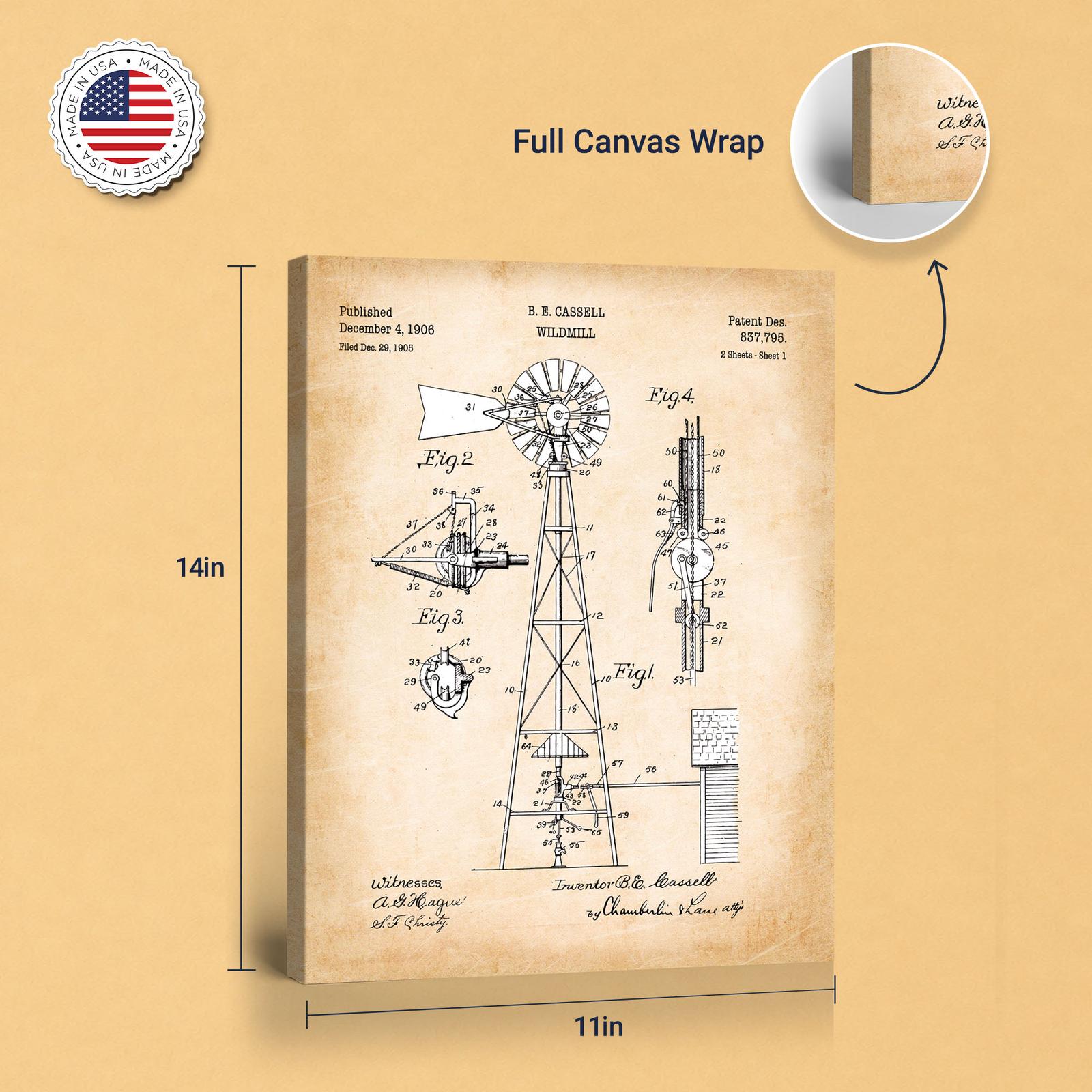 C2541C-8-11X14 Windmill canvas print - gallery wrapped canvas edge detail